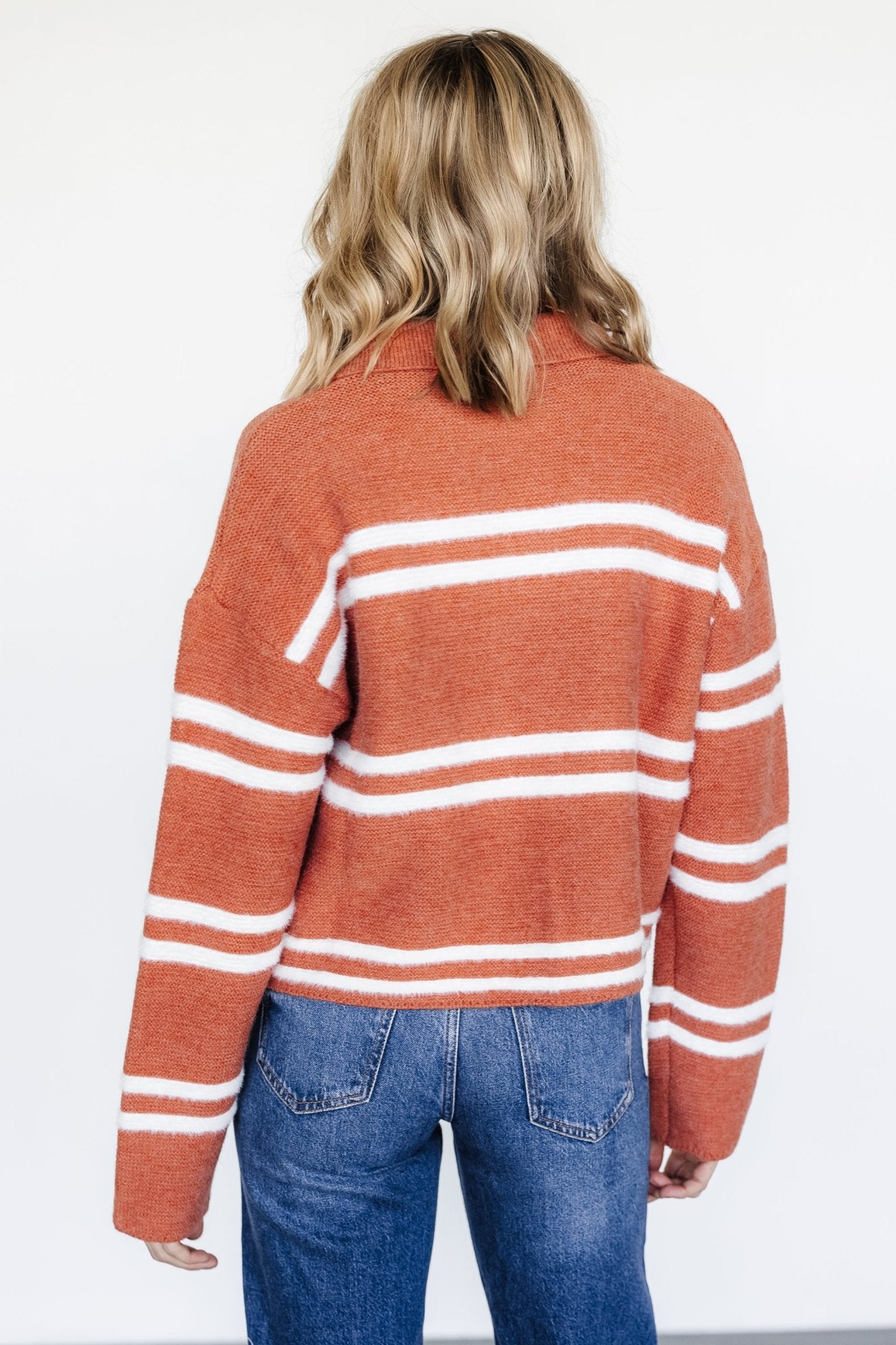 Olsen Stripe Sweater | Dark Clay + White