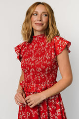 Orla Ruffle Maxi Dress | Red Floral