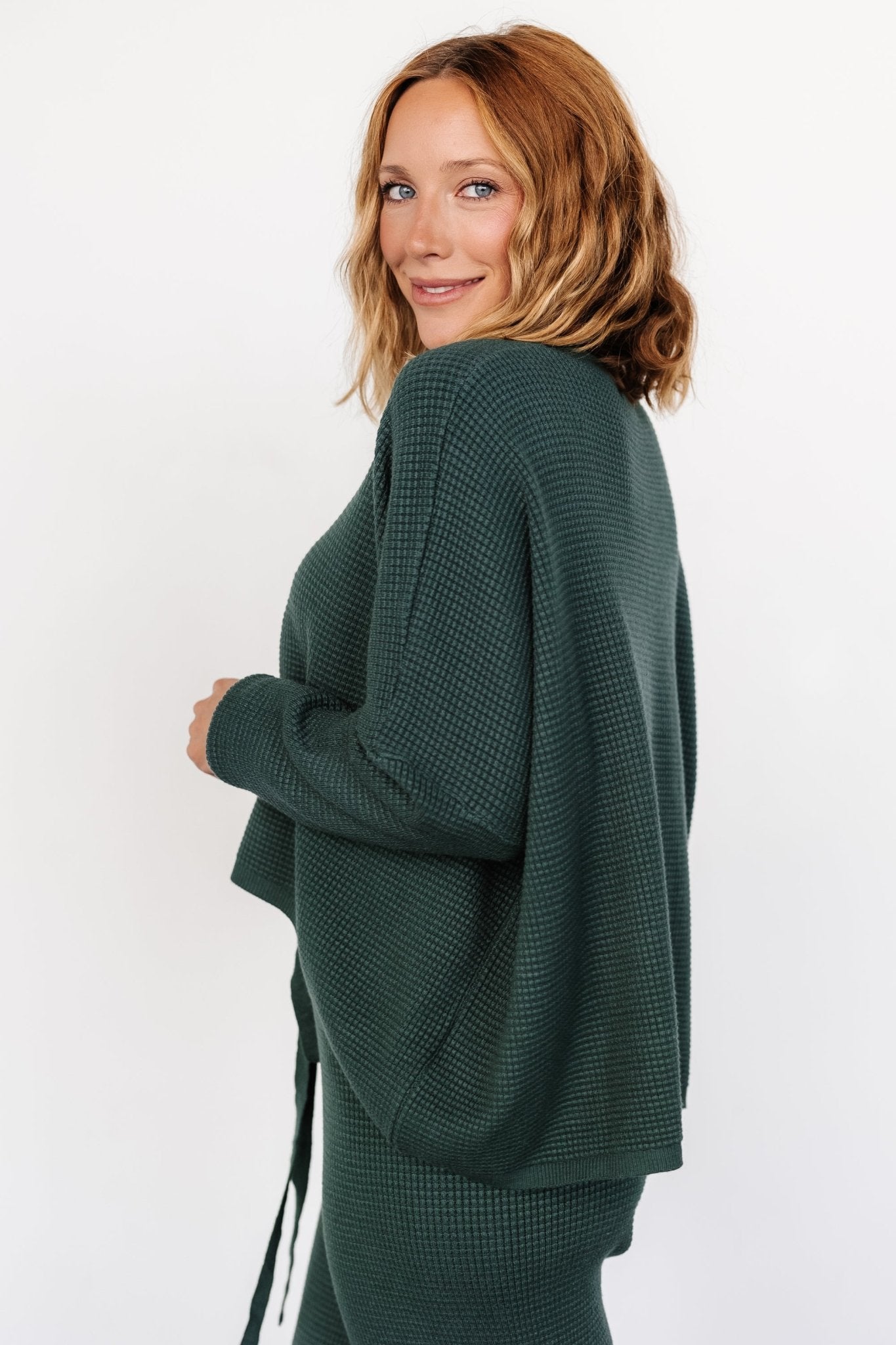 Owen Waffle Sweater Top | Green