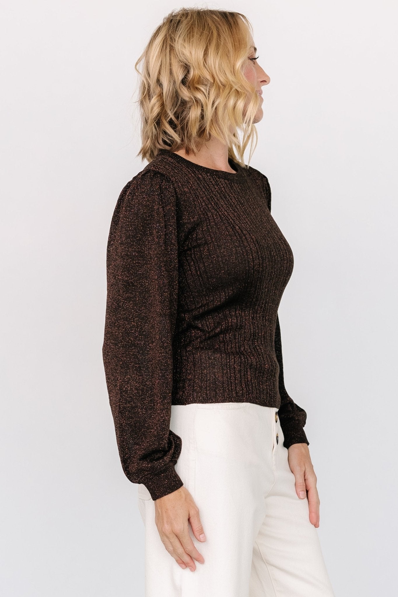Padma Shimmer Sweater Top | Chocolate
