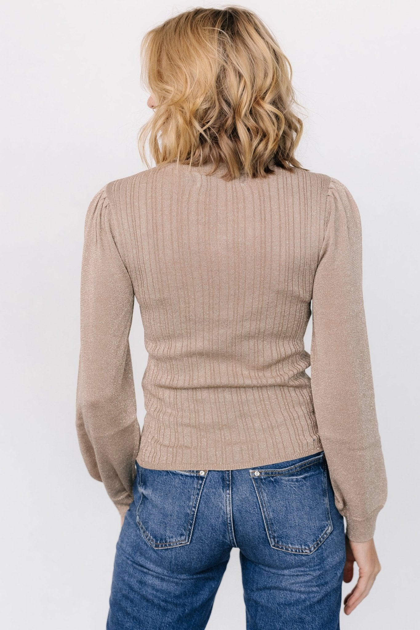 Padma Shimmer Sweater Top | Latte