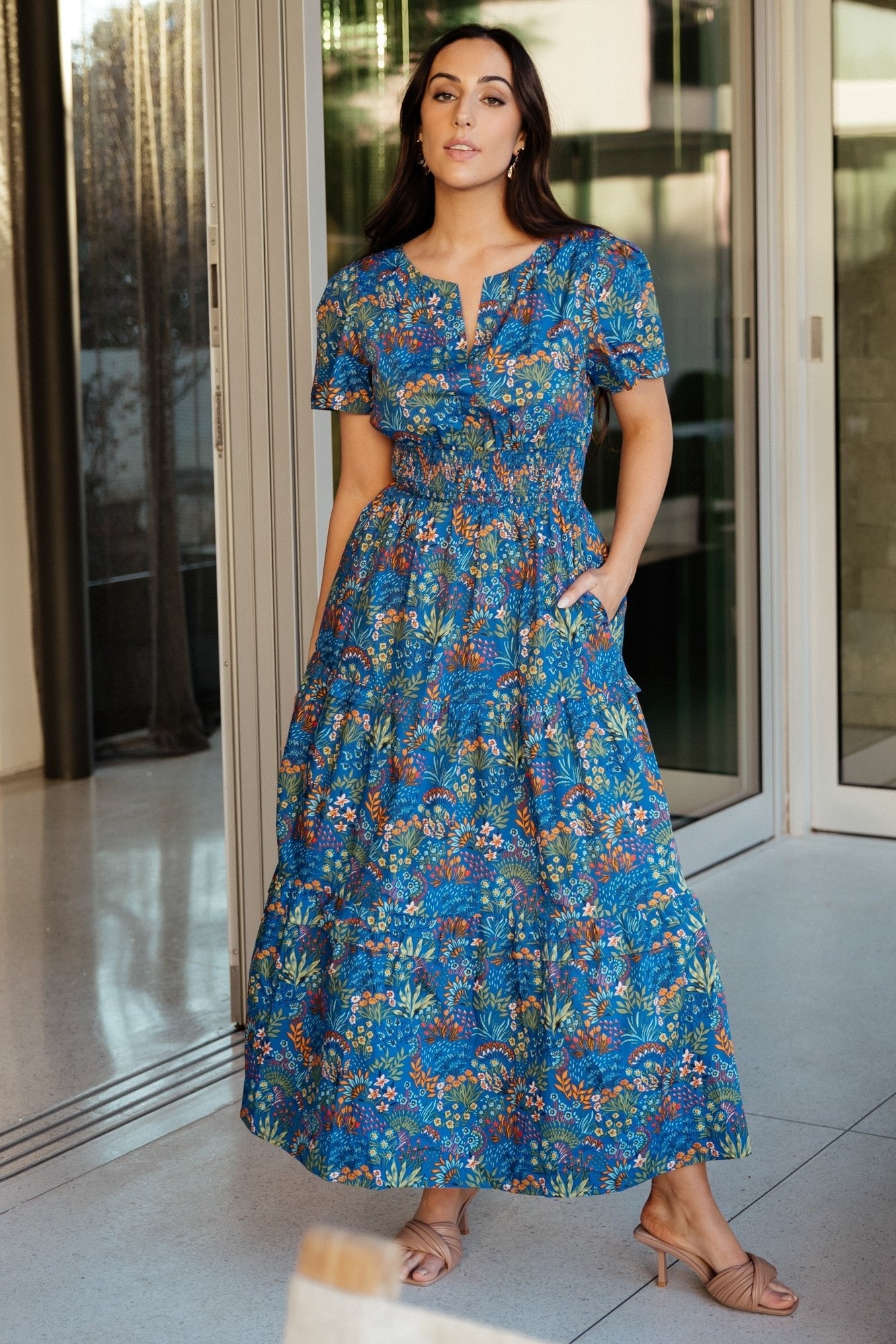 Palmer Tiered Maxi Dress | Cobalt Multi