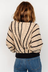 Paola Pointelle Sweater | Beige + Navy