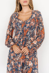 Parker Short Dress | Blue + Orange Floral