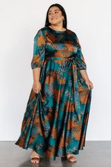 Paula Satin Maxi Dress | Jade Multi