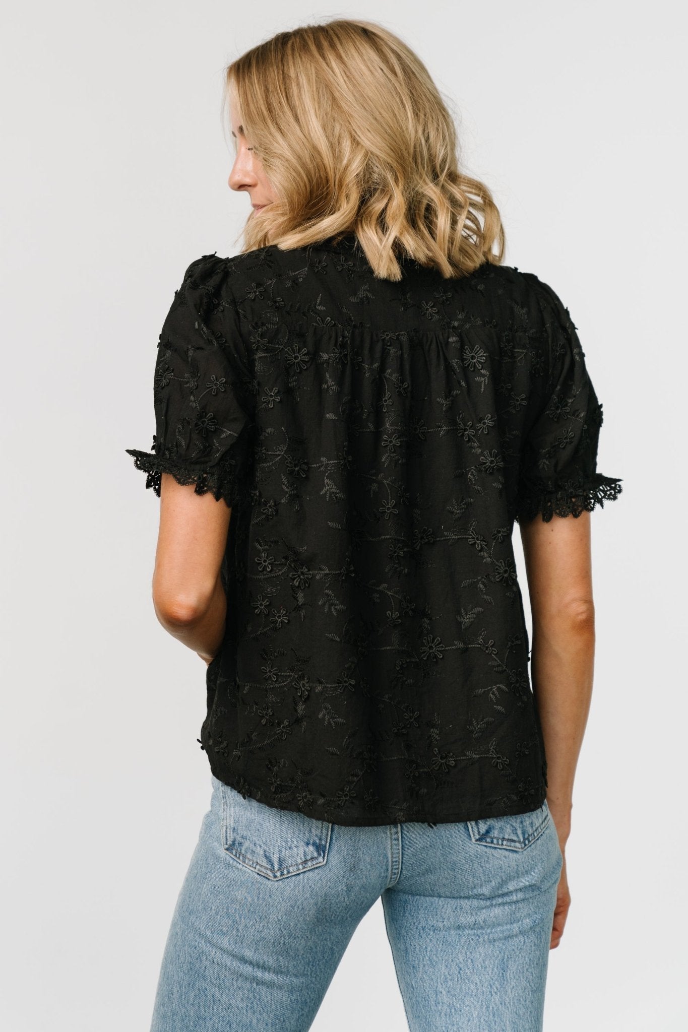 Pauline Embossed Top | Black