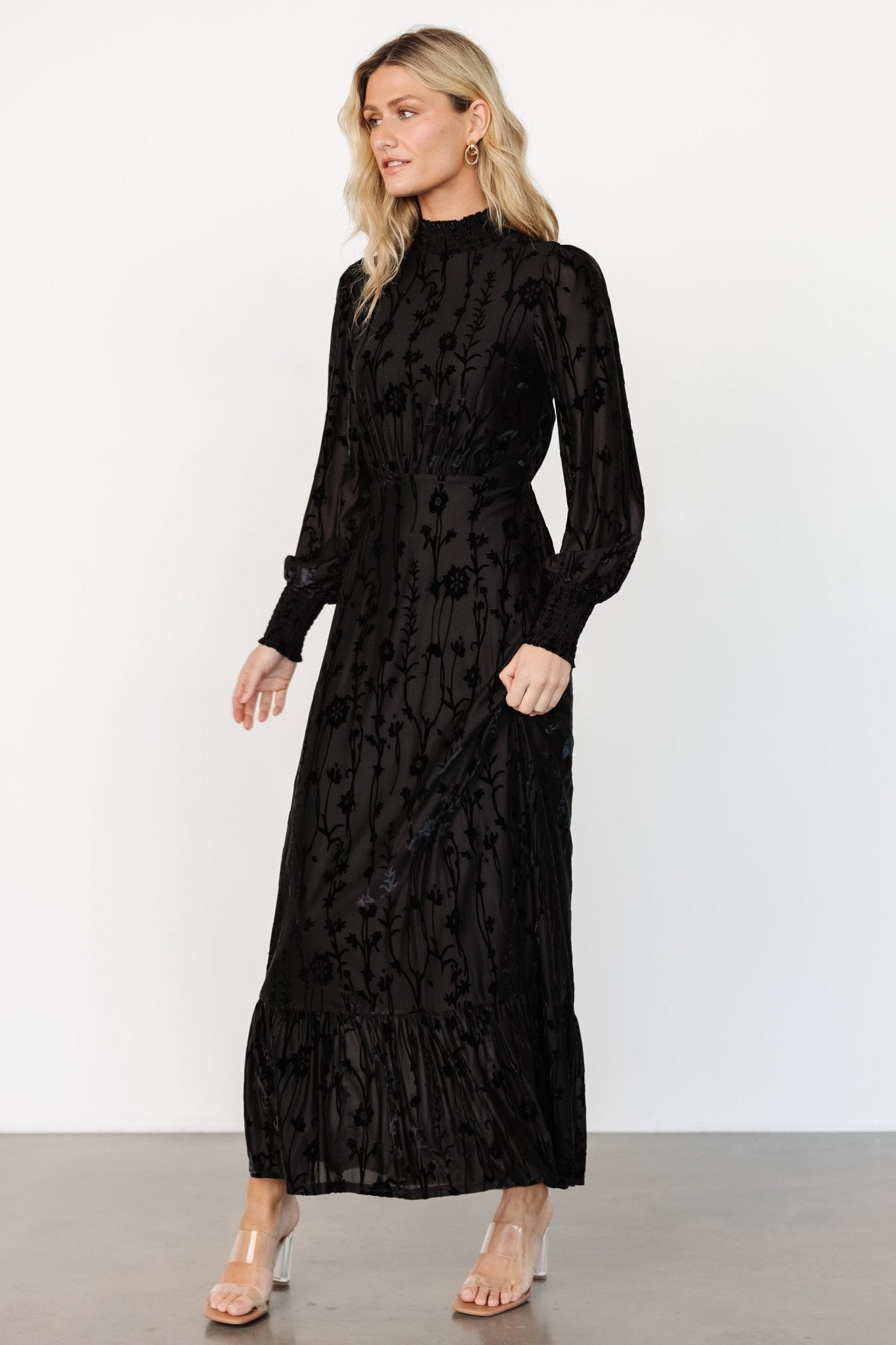 Penelope Velvet Maxi Dress | Black