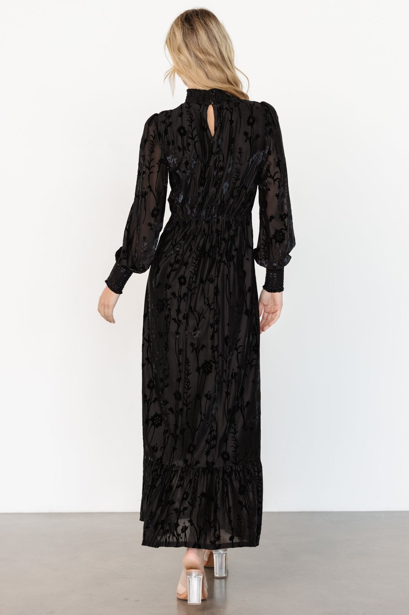 Penelope Velvet Maxi Dress | Black
