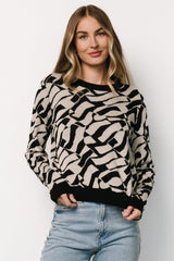 Petra Knit Sweater Top | Black + Ivory