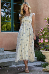 Phoebe Midi Dress | Cream + Blue Floral