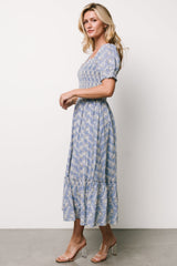 Piper Eyelet Midi Dress | Blue + Ivory