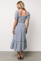 Piper Eyelet Midi Dress | Blue + Ivory