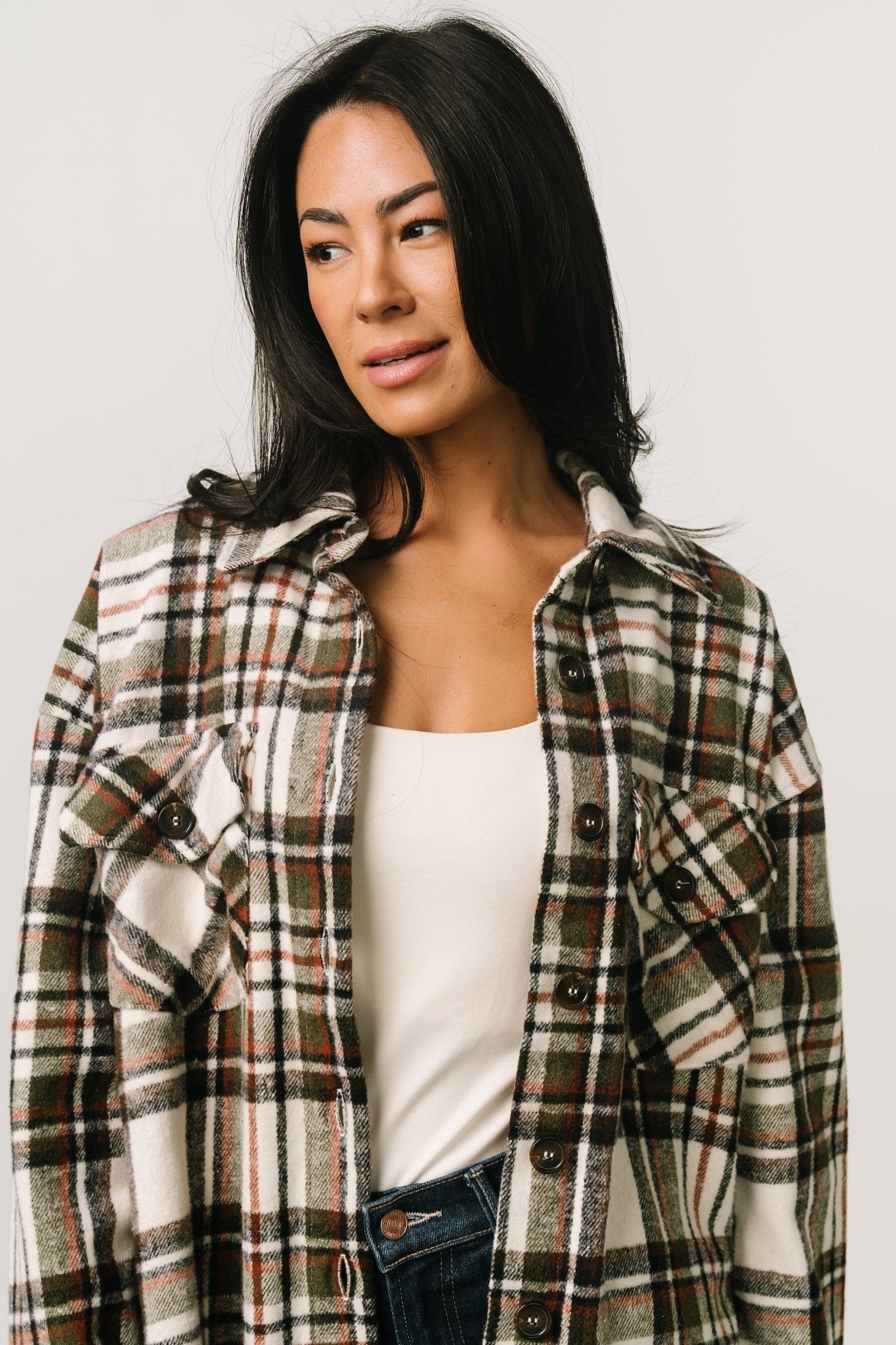 Polson Plaid Shacket | Ivory Multi