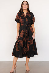 Prescott Midi Dress | Black + Brown Floral