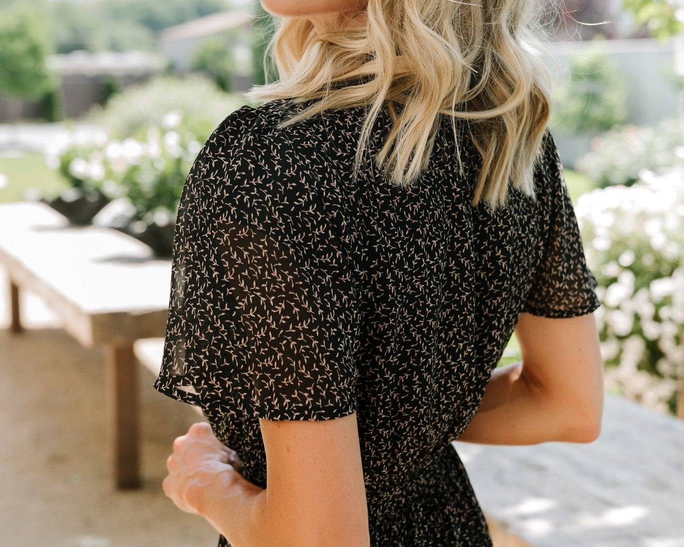 Prim Pleated Dress | Black Print