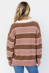 Priya Striped Sweater | Mauve + Mocha
