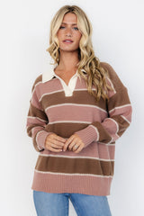 Priya Striped Sweater | Mauve + Mocha