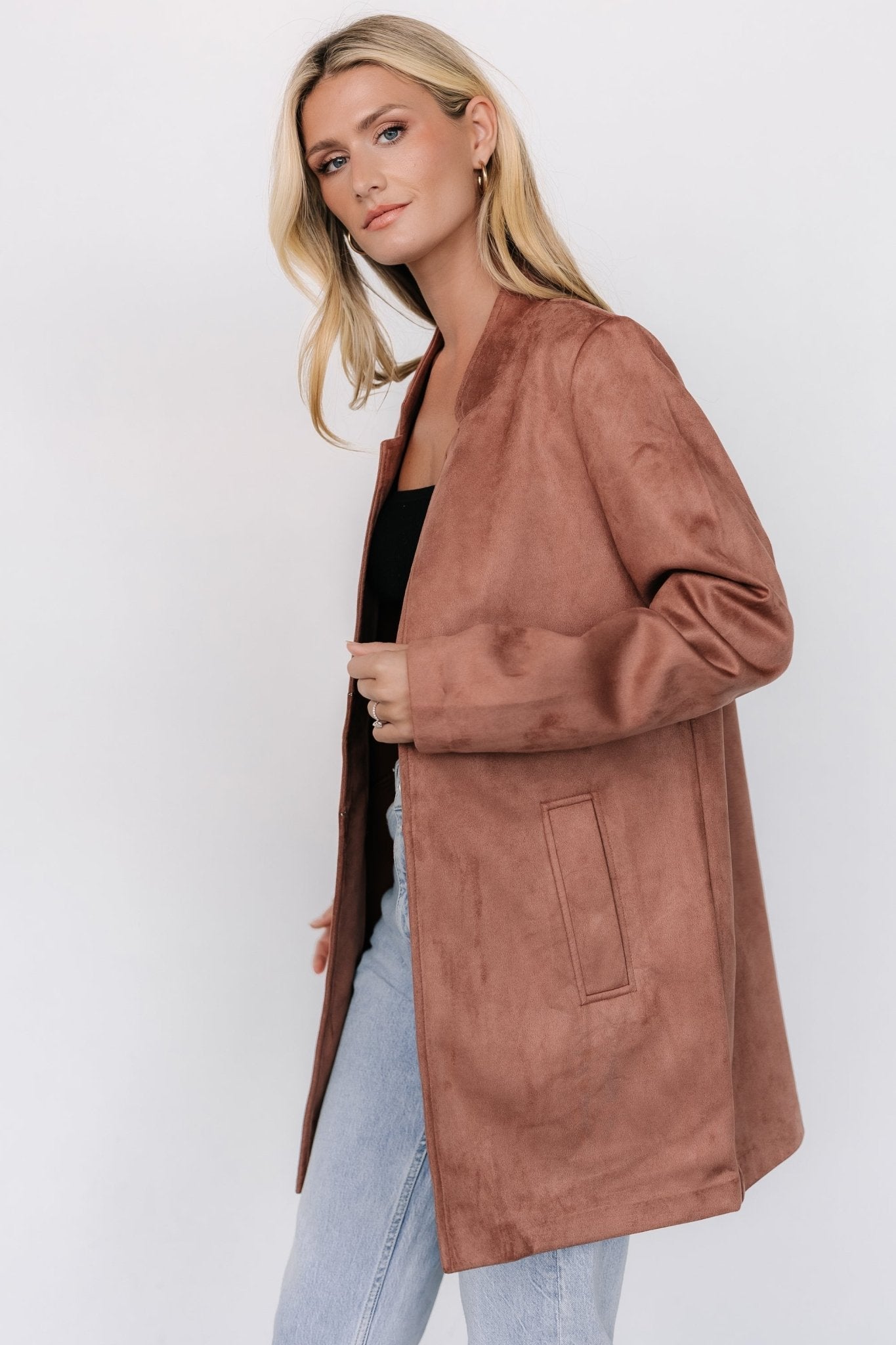 Queenie Faux Suede Jacket | Dusty Clove
