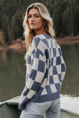 Quincy Checkered Sweater | Blue