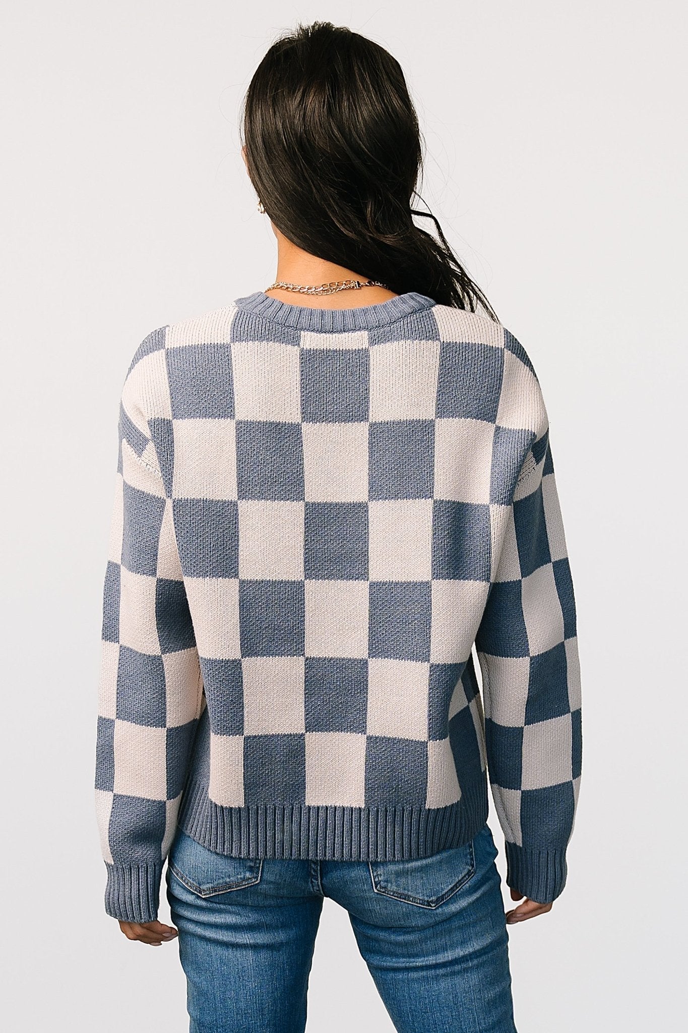 Quincy Checkered Sweater | Blue