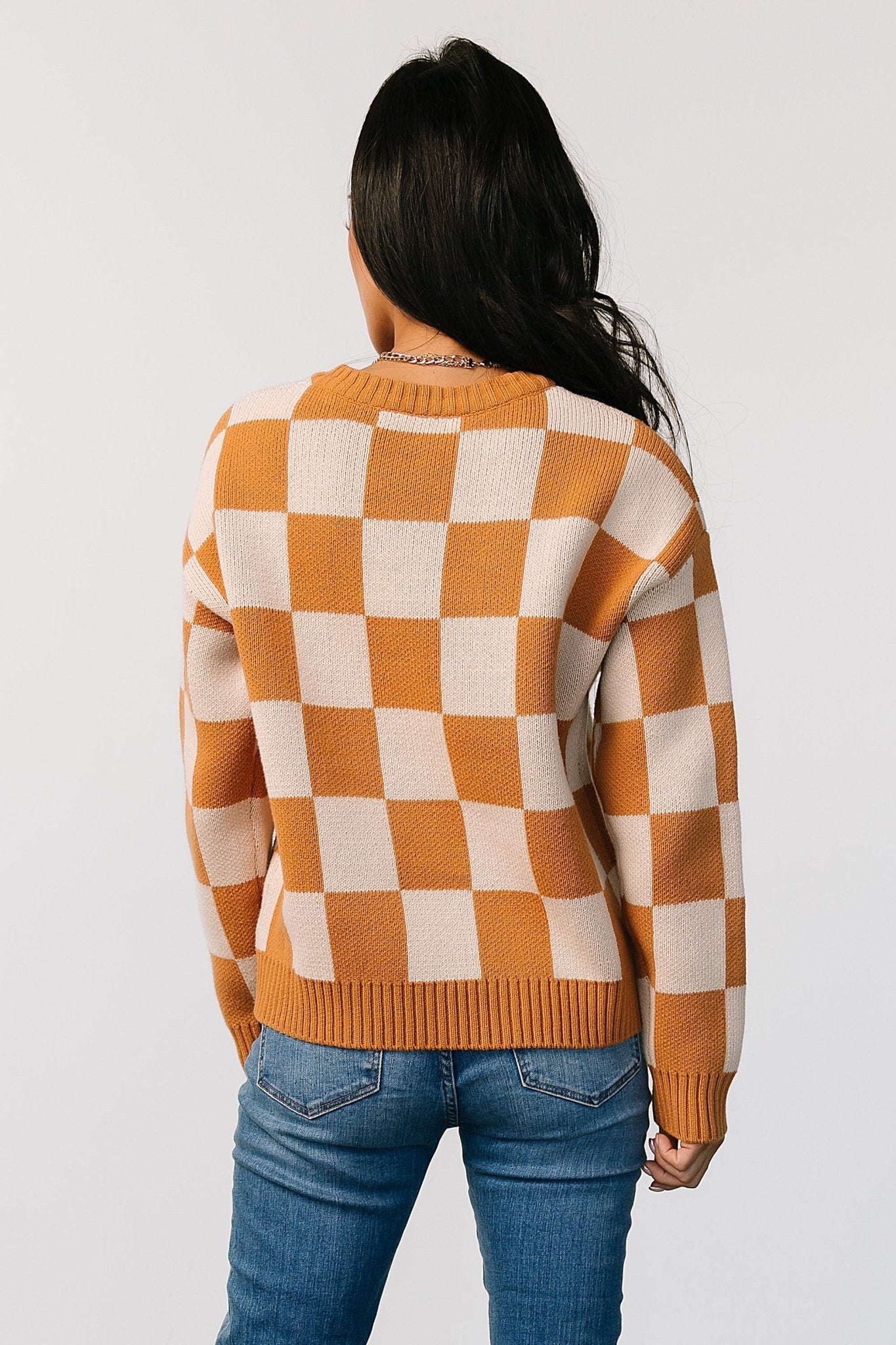 Quincy Checkered Sweater | Pumpkin Spice