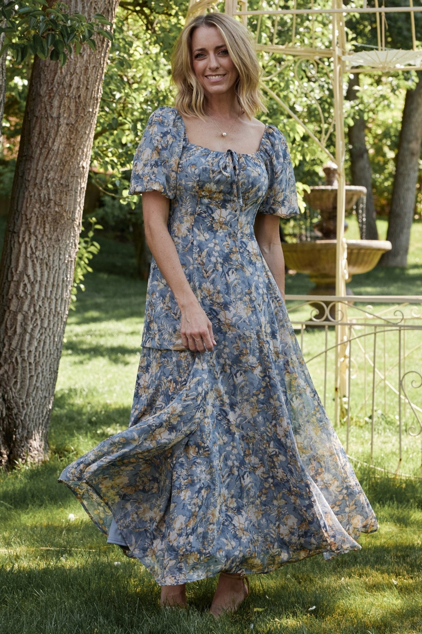 Raelynn Maxi Dress | Dusty Blue Floral
