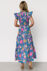 Ranchero Smocked Maxi Dress | Blue Multi Print