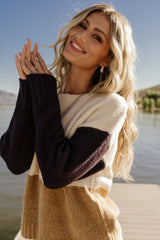 Randi Color Block Sweater | Cream + Navy