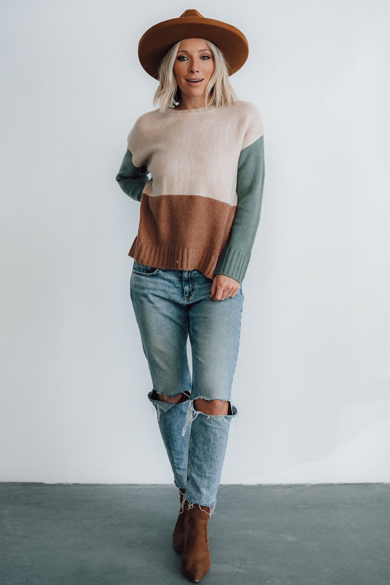 Randi Color Block Sweater | Natural