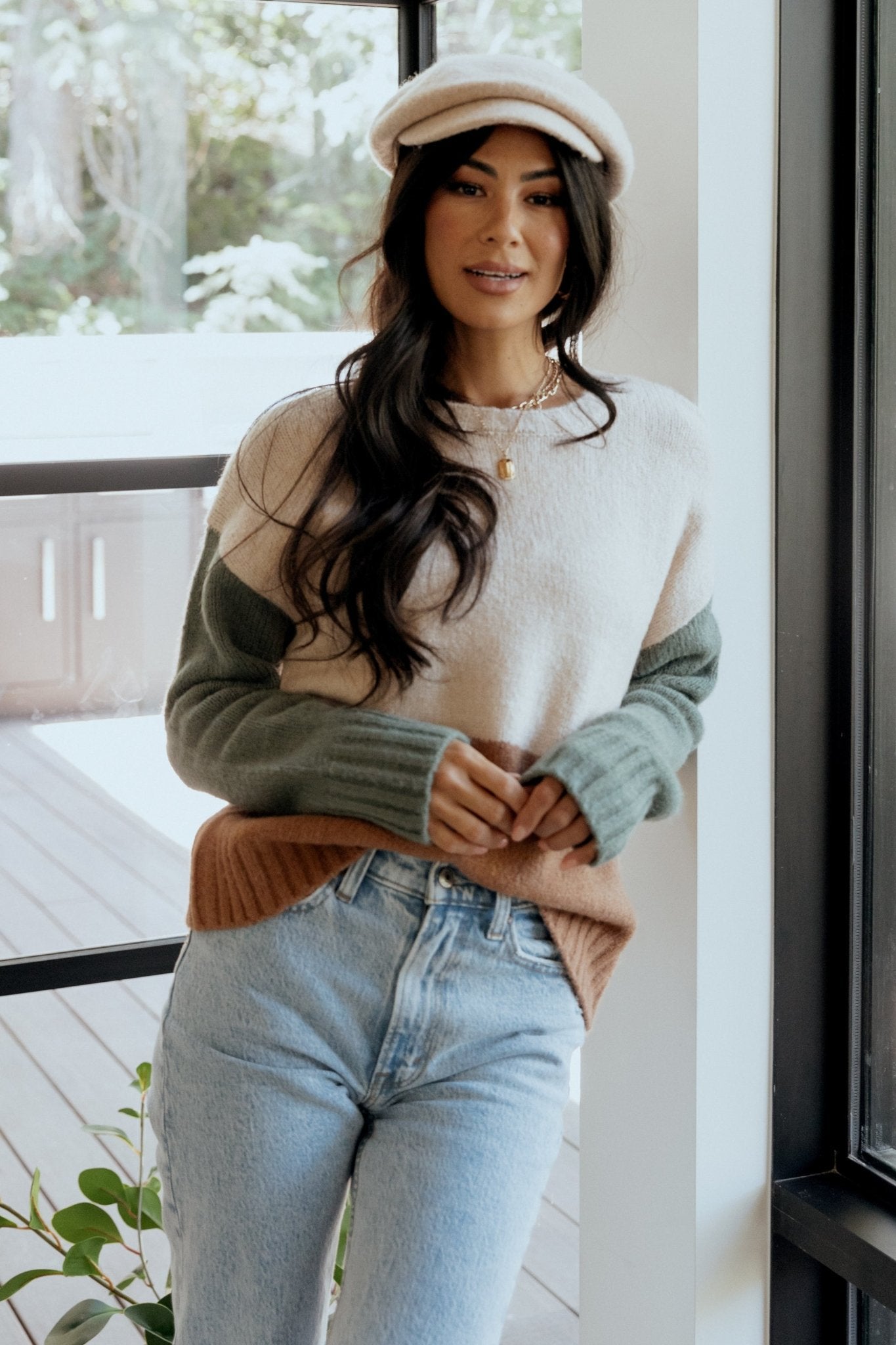 Randi Color Block Sweater | Natural