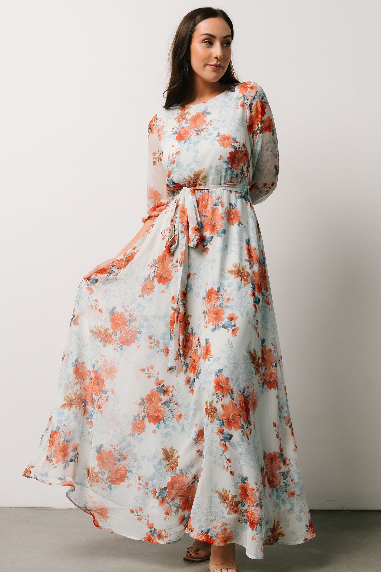 Rebecca Maxi Dress | Blue + Coral Blossom