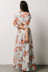 Rebecca Maxi Dress | Blue + Coral Blossom