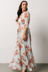 Rebecca Maxi Dress | Blue + Coral Blossom