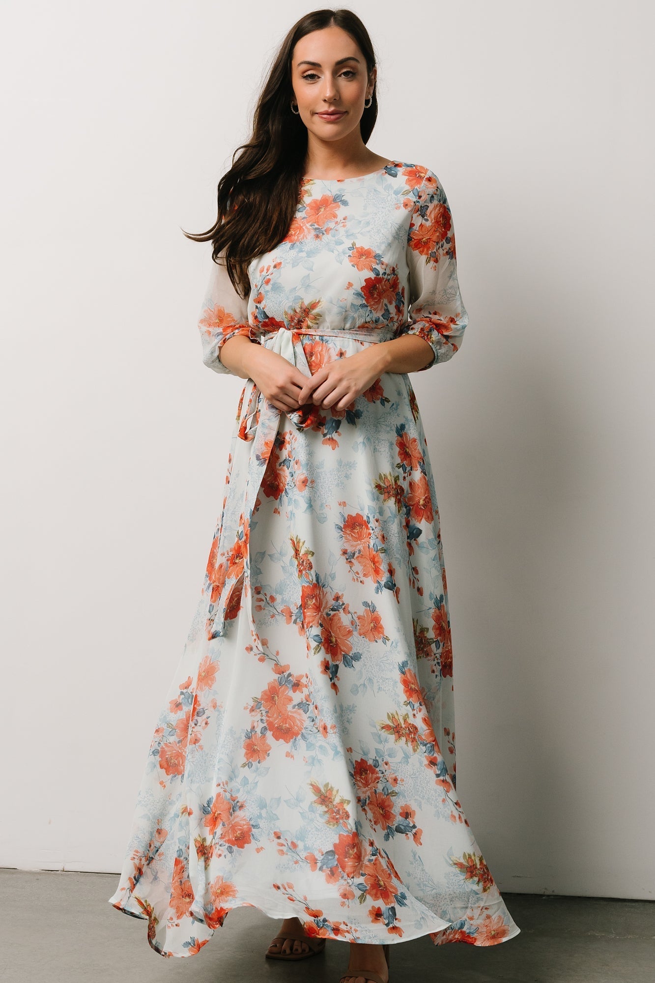Rebecca Maxi Dress | Blue + Coral Blossom