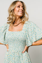 Regina Smocked Maxi Dress | Green Floral