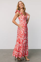 Renee Maxi Dress | White + Red