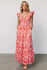 Renee Maxi Dress | White + Red