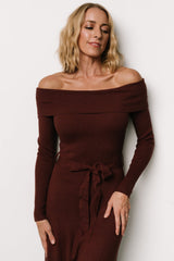 Rheta Off Shoulder Sweater Dress | Mahogany