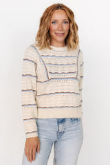 Rhya Knit Sweater | Cream + Blue