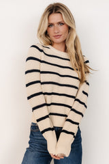 Rianne Knit Sweater | Cream + Navy Stripe