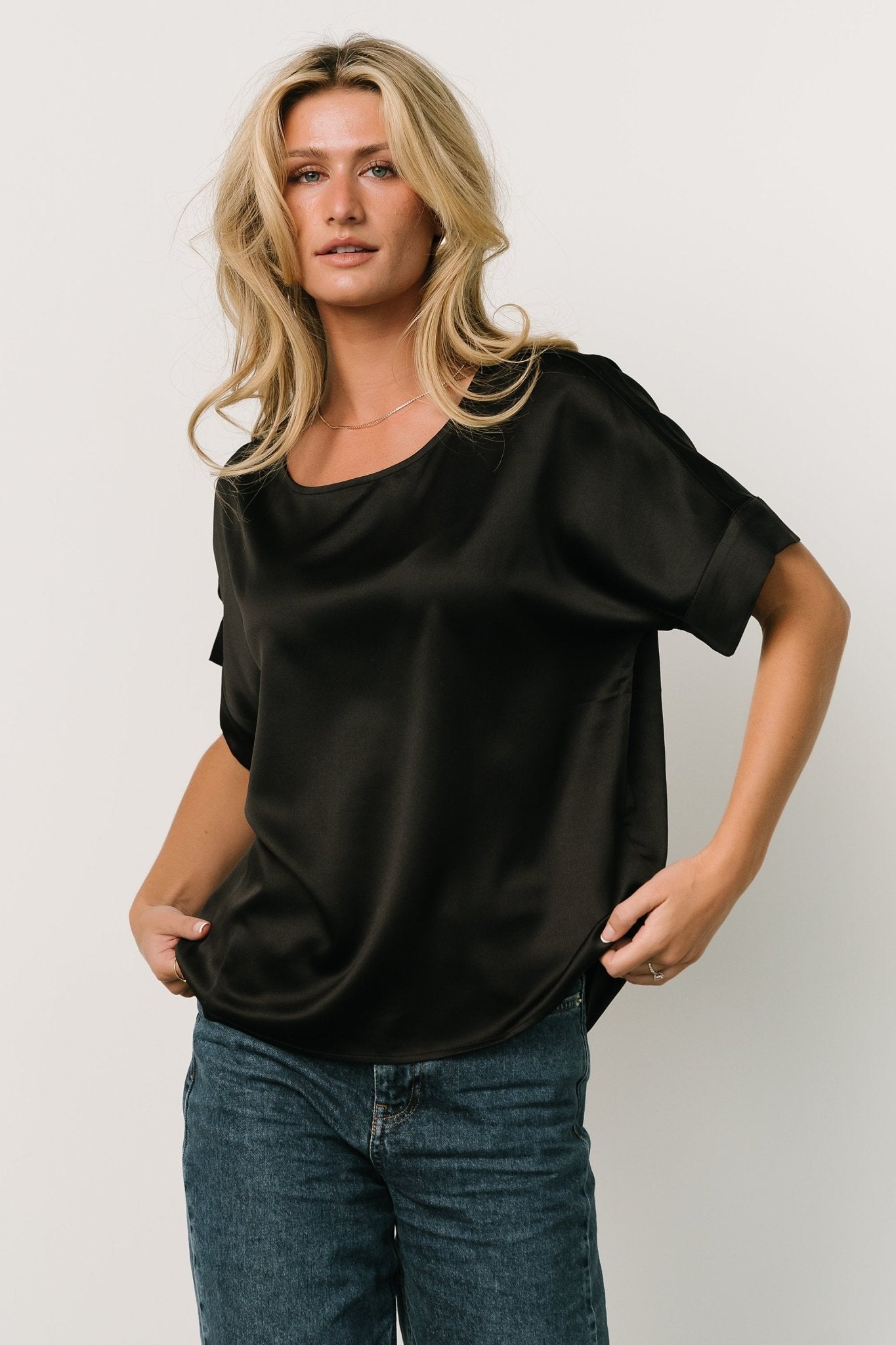 Rory Satin Top | Black