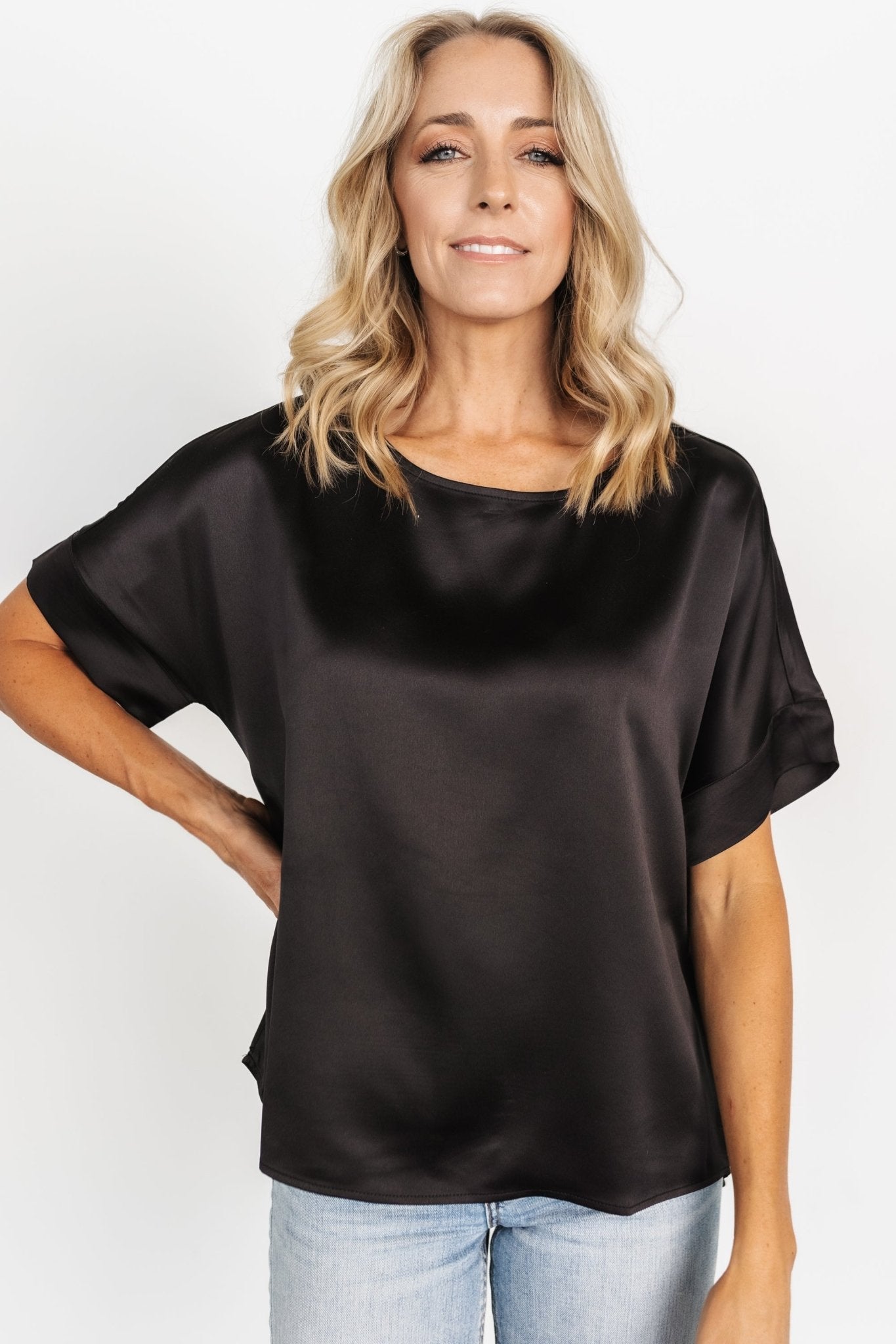 Rory Satin Top | Black