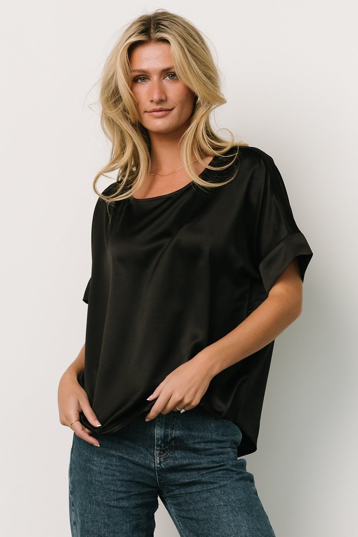 Rory Satin Top | Black