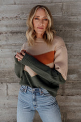 Rowen Color Block Sweater | Natural + Green