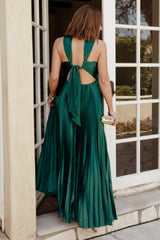 Sandra Pleated Maxi Dress | Emerald