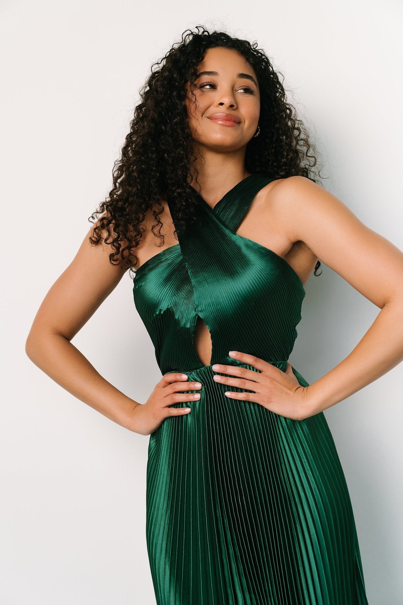Sandra Pleated Maxi Dress | Emerald