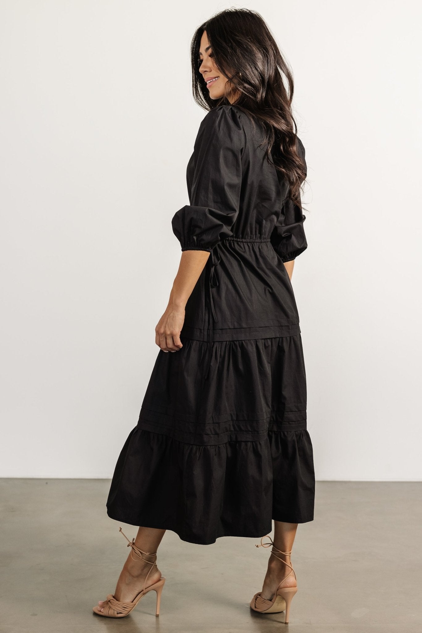 Santa Fe Poplin Midi Dress | Black