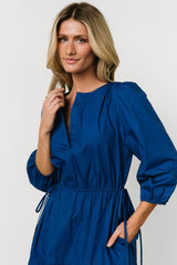 Santa Fe Poplin Midi Dress | Cobalt