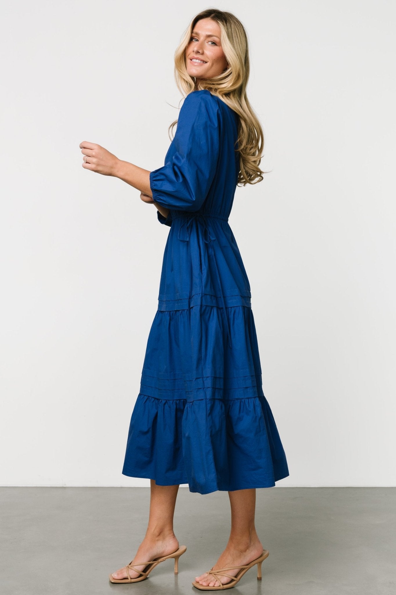 Santa Fe Poplin Midi Dress | Cobalt