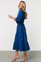 Santa Fe Poplin Midi Dress | Cobalt